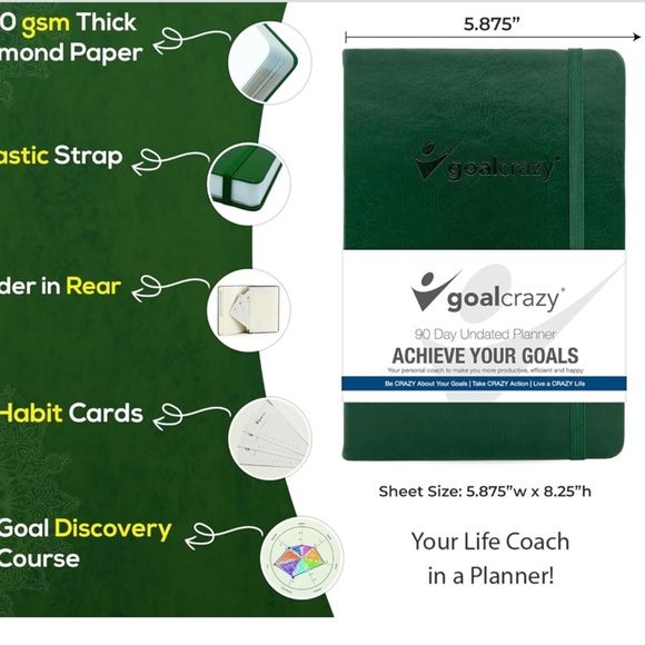 Weekly Planner 90-Day Guided Journal & Productivity Habit Tracker, Leather - Picture 2 of 5